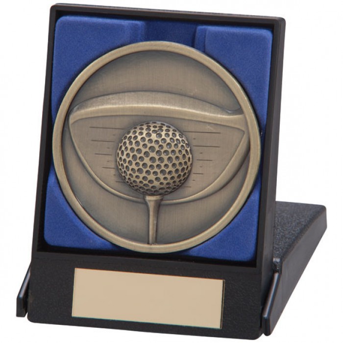 LINK SERIES GOLF DRIVER MEDAL - GOLD - 70MM - WITH MEDAL BOX